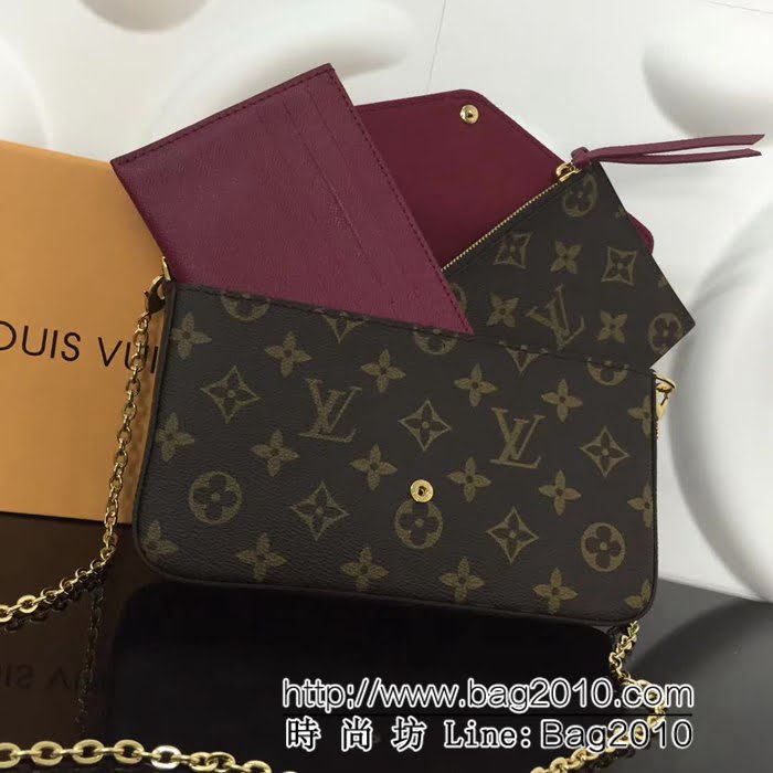 路易威登LV頂級原單高仿 M61276鏈條 Pochette Felicie 手袋 YDH1054